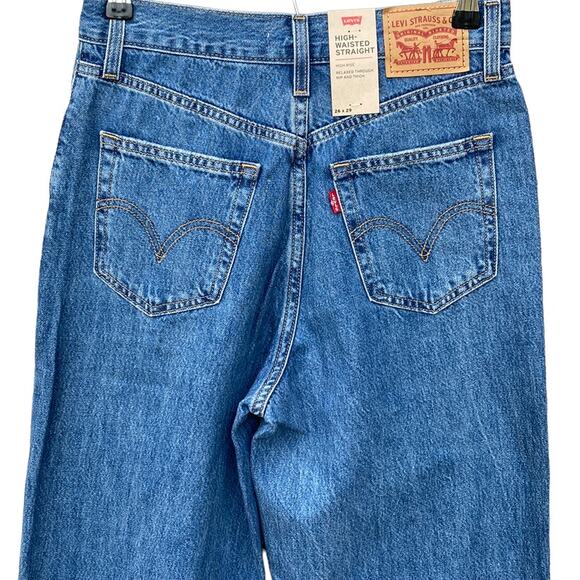 Levi’s High Waisted Relaxed Straight Ripped Jeans Women’s 26 Medium Wash NWT - Picture 6 of 10
